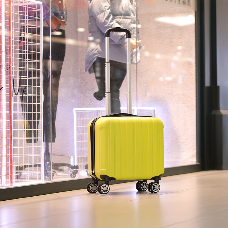 Stylish 18-inch durable carry-on suitcase with silent spinner wheels, ideal compact travel luggage.
