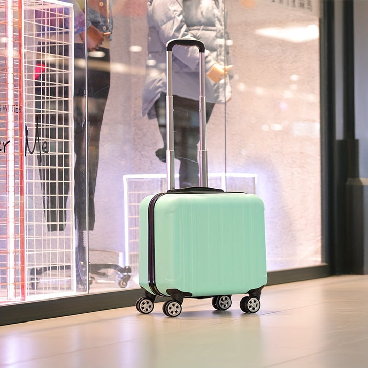 Modern design 18-inch cabin approved suitcase for airport travel, featuring silent spinner wheels.