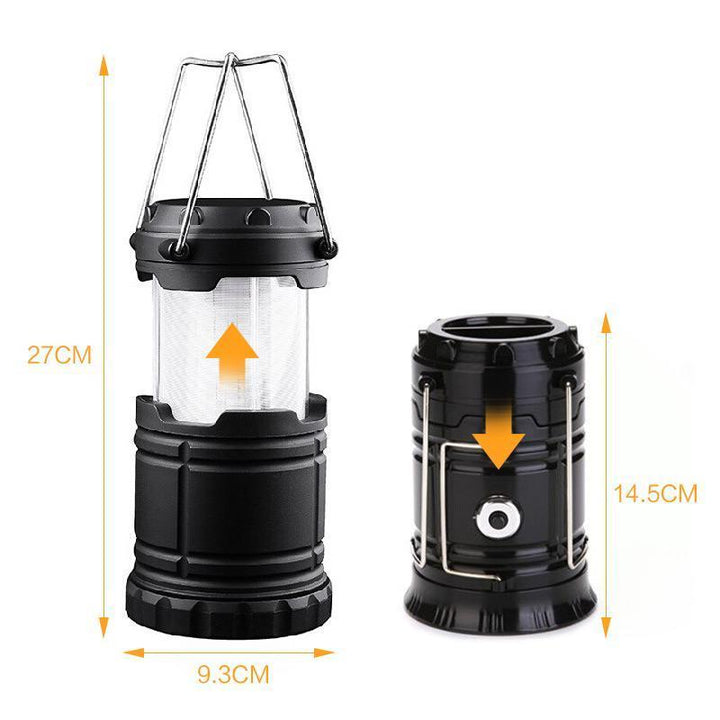 Compact and bright LED lantern with solar power, a realistic flame effect, and a handy flashlight for all outdoor needs.