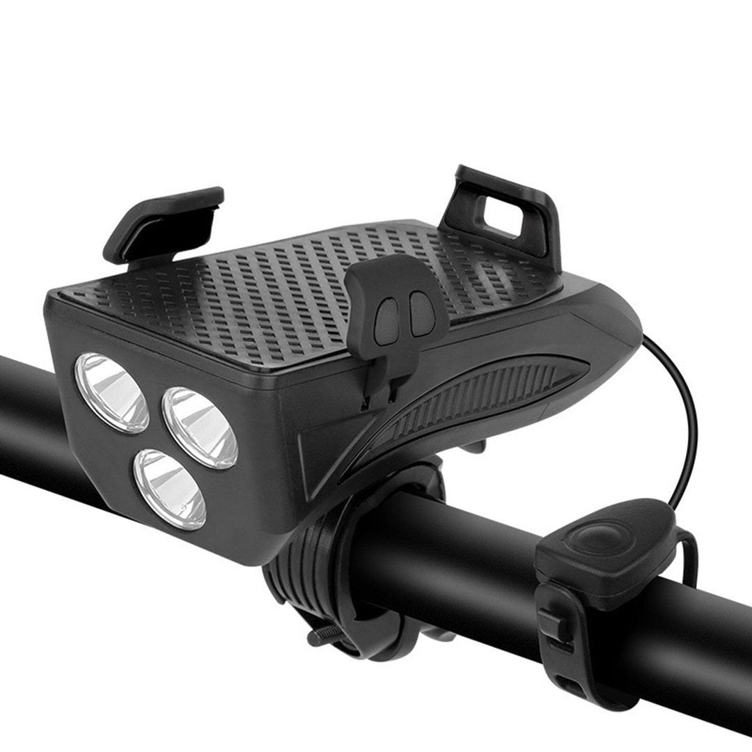Versatile unisex LED bike light & phone mount cycling accessory with built-in USB power bank for any rider.