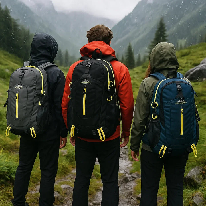 Interior view of spacious 40L waterproof hiking backpack for camping gear.