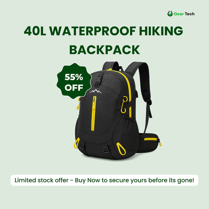 Practical 40L waterproof hiking backpack with hydration bladder compatibility.