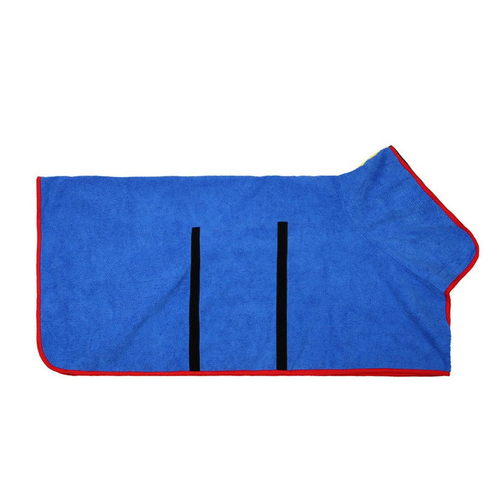 Durable dog towel and cat drying coat made from highly absorbent material for pet grooming.