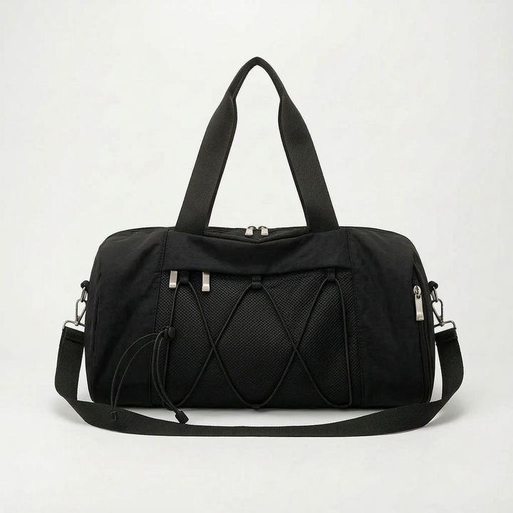 Unisex fitness duffel bag with a wet/dry pocket & shoe storage. Lightweight and durable for daily use.