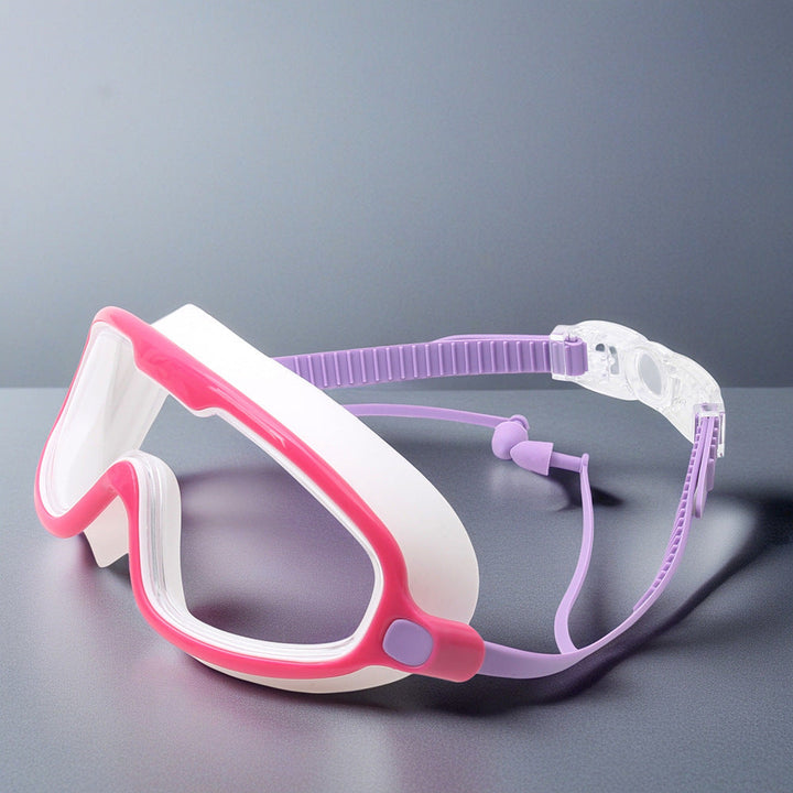 Sleek design adult swim mask with crystal clear anti-fog lens for water sports.