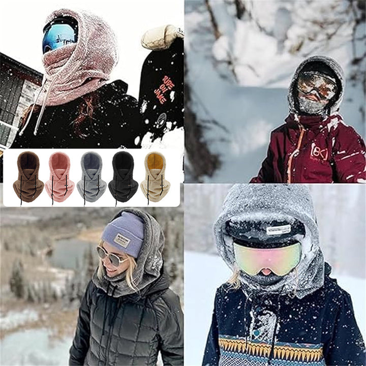 Black fleece ArcticShield 3-in-1 winter hat, converts to balaclava & neck warmer for ultimate warmth.