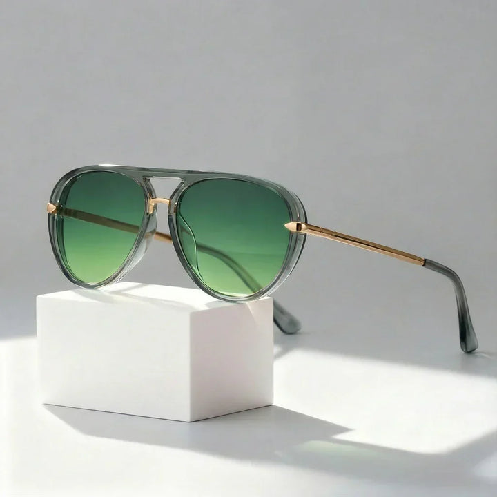 Unisex aviator sunglasses, stylish double bridge design, classic eyewear for fashion & protection.