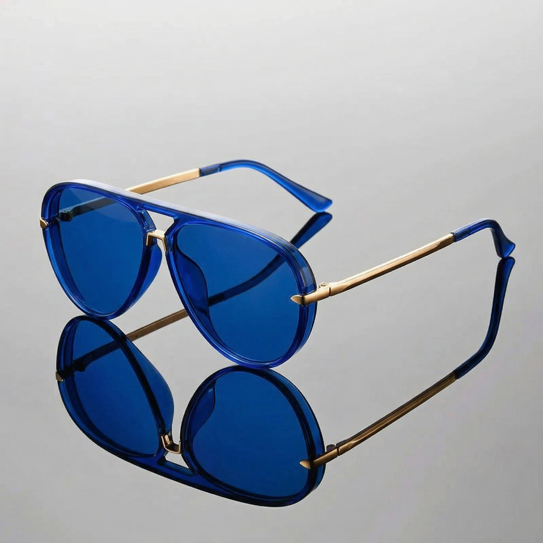 Stylish metal frame unisex aviator sunglasses, double bridge design, perfect fashion accessory eyewear.