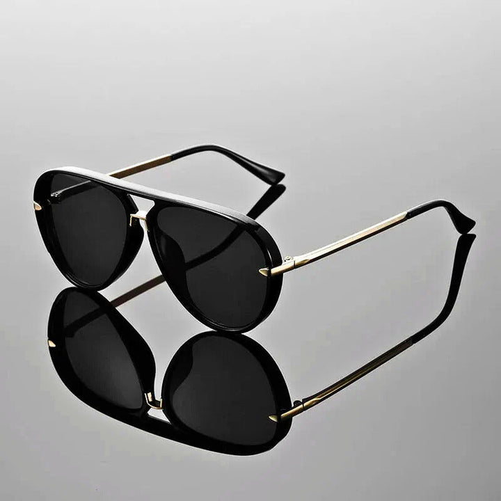 Classic unisex aviator sunglasses, stylish double bridge metal frame, essential eyewear fashion accessory.