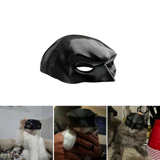 Pet hero mask for cats, black, transforming your furball into a funny feline superhero.