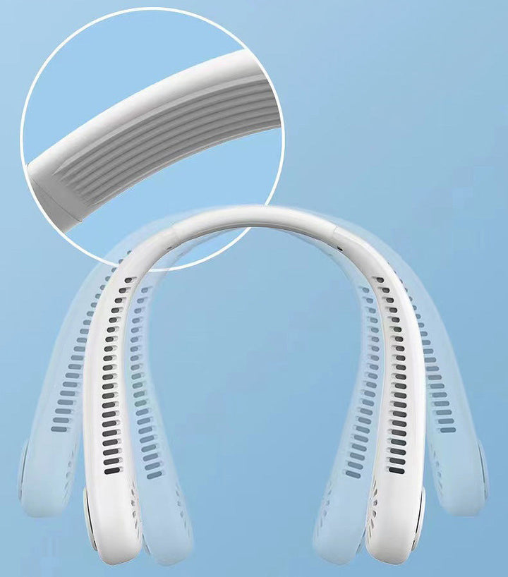 Hands-free personal cooler: unisex bladeless neck fan with 5 speeds, perfect for summer heat.