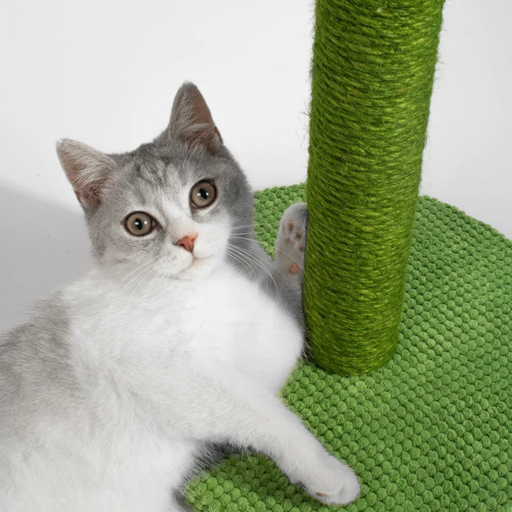 Stylish cactus-shaped cat furniture, providing a designated scratching spot.