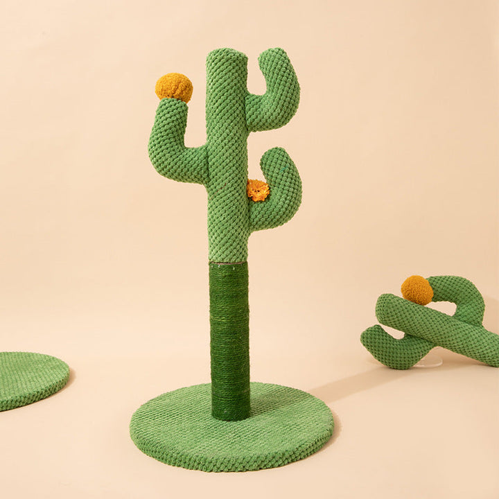 Essential pet supply: a cactus cat scratching post for claw maintenance.