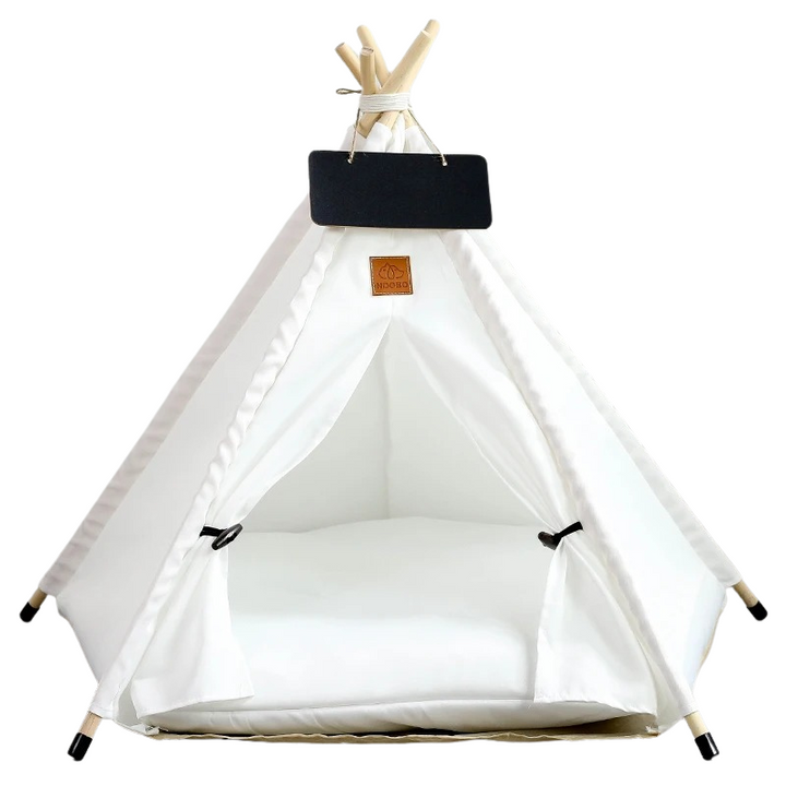 Cozy canvas pet bed in teepee style, a portable shelter for your furry friend.