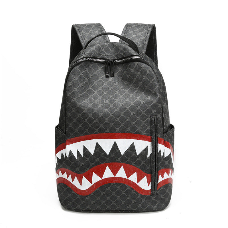 Stylish unisex urban daypack featuring a cool, eye-catching shark graphic, ideal for school or casual travel.