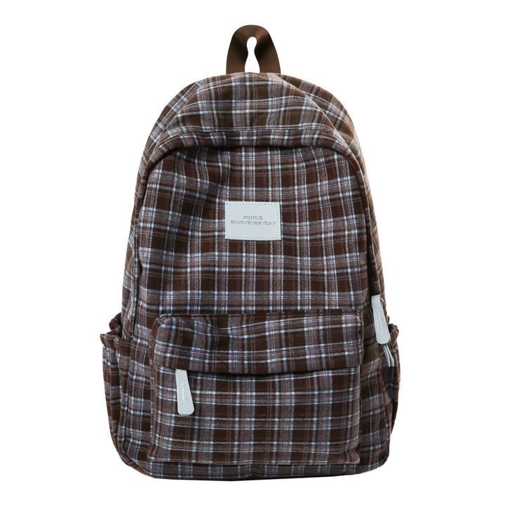 Fashionable unisex checked pattern student backpack. Durable casual plaid daypack, ideal for school & daily.