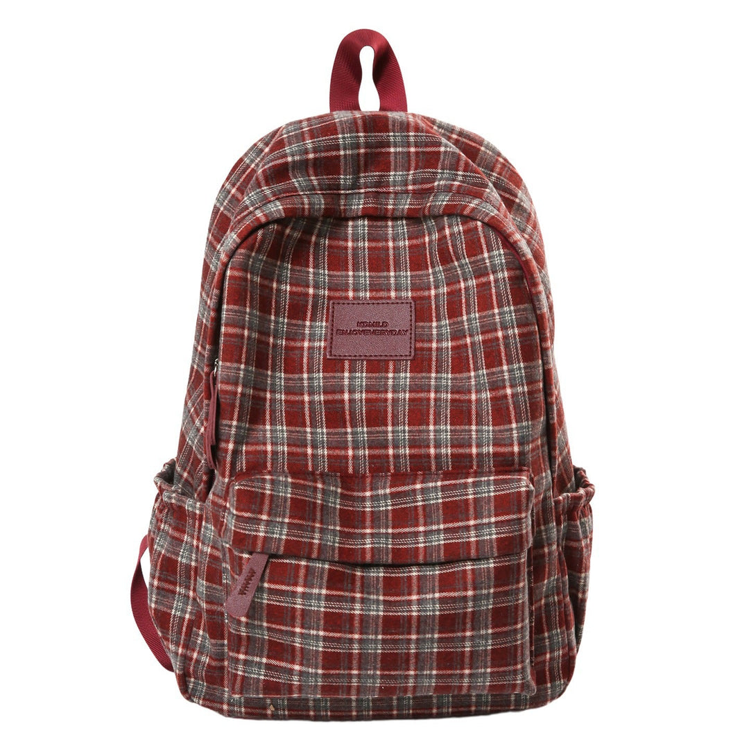 Plaid pattern unisex school backpack, a durable casual student bag. Perfect daypack for school and outings.