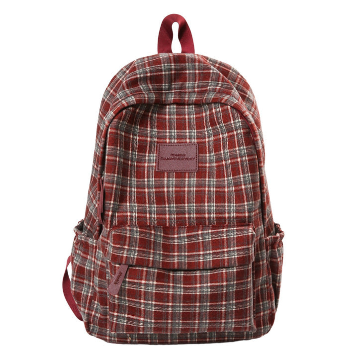 Plaid pattern unisex school backpack, a durable casual student bag. Perfect daypack for school and outings.