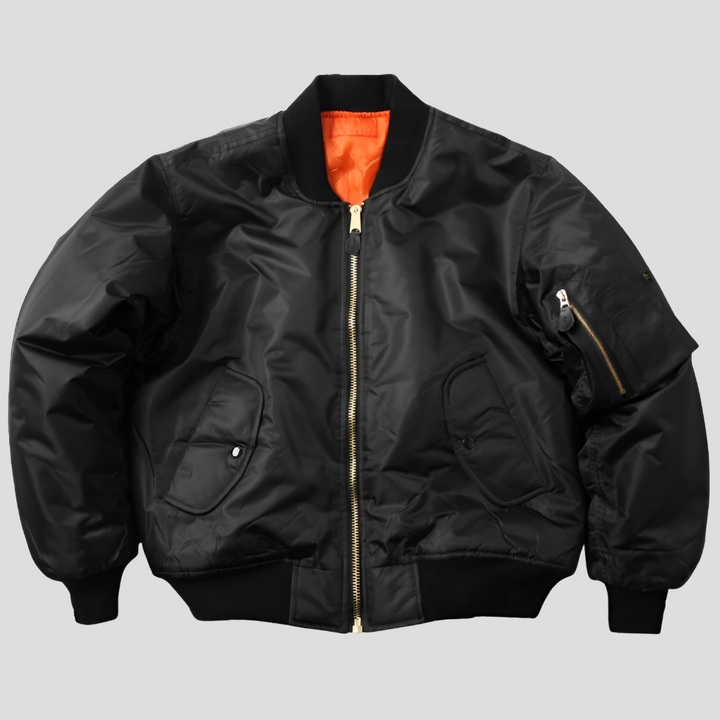 A unisex bomber jacket offering timeless style and all-season comfort in one piece.
