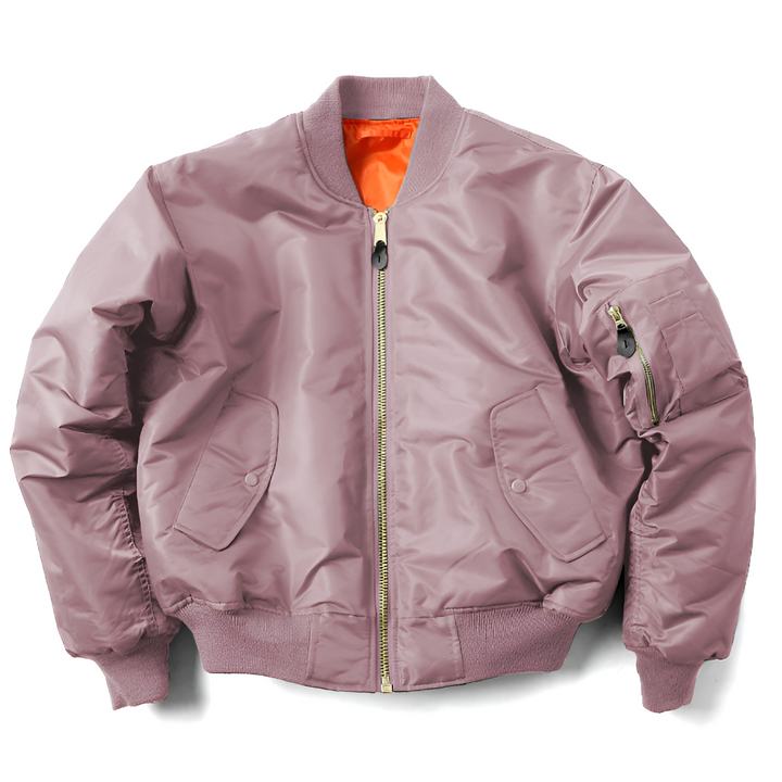 Unisex bomber jacket in a neutral tone, embodying classic style and modern streetwear.