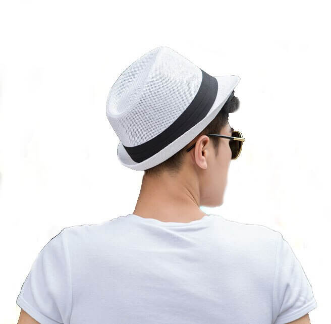 Fedora-style classic trilby hat, lightweight & stylish for unisex summer fashion & sun protection.