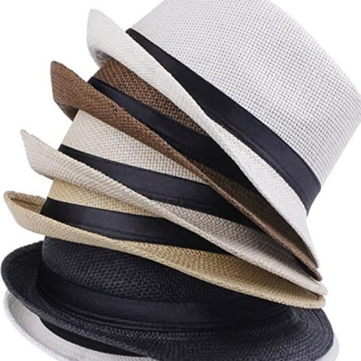 Versatile unisex classic trilby hat, perfect for beach, travel, and casual summer outfits. Lightweight.