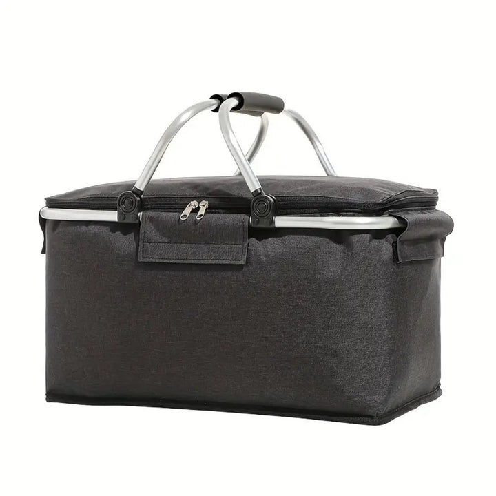 Unisex collapsible outdoor cooler basket with aluminum frame, perfect for picnics & camping.