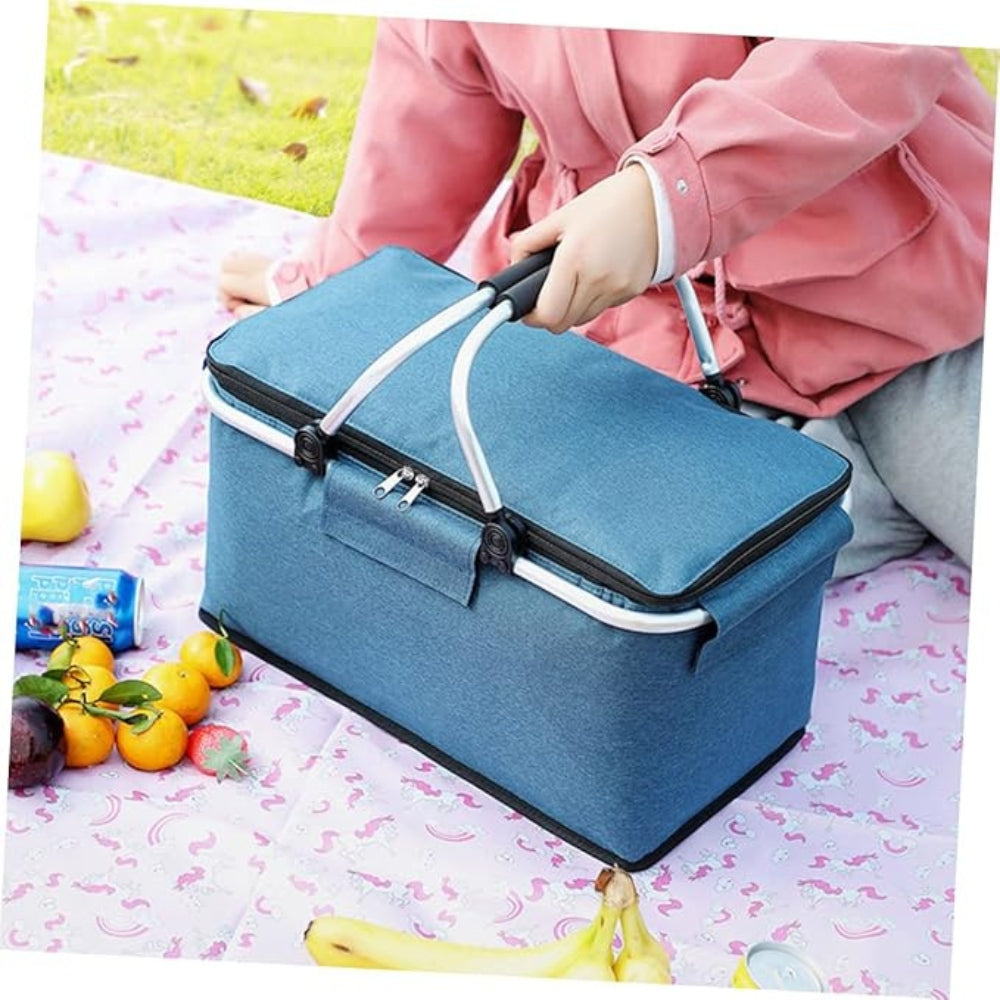 Portable insulated picnic cooler bag for food & drinks, great for travel & outdoor events.