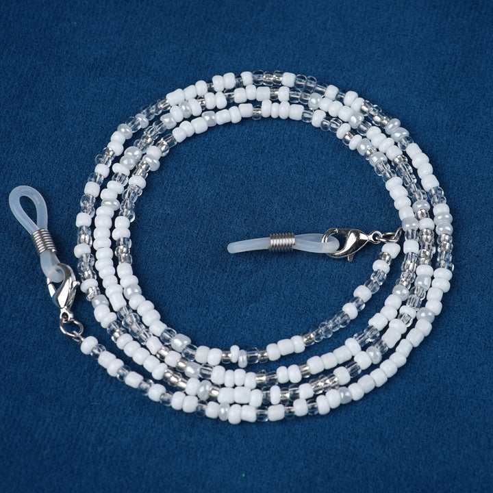 Artistic colorful beaded chain for eyeglasses, adding a stylish touch to your look.