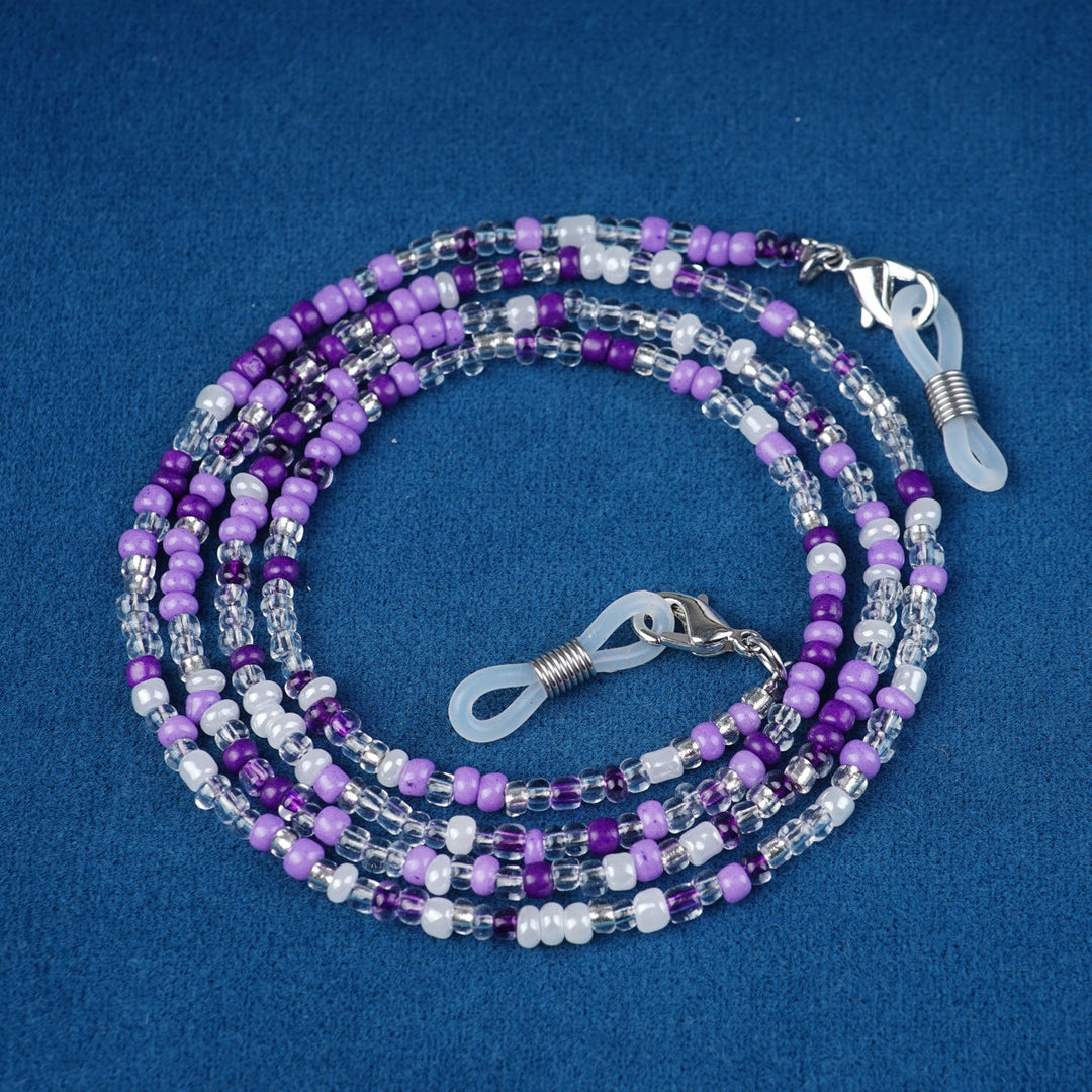 Chic unisex eyewear accessory: a colorful beaded strap for securing glasses.
