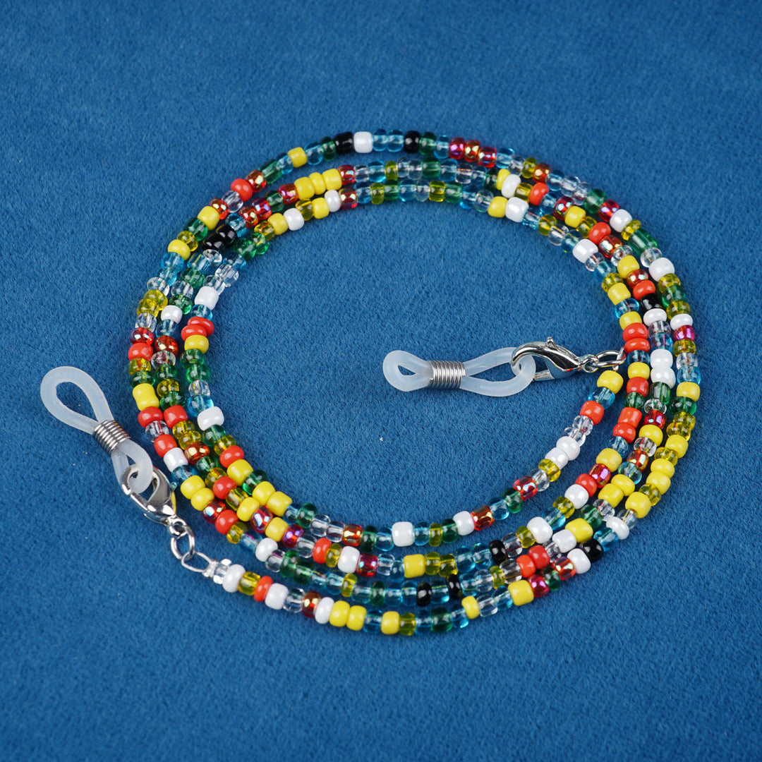 Secure your glasses with this stylish unisex colorful beaded eyewear chain.