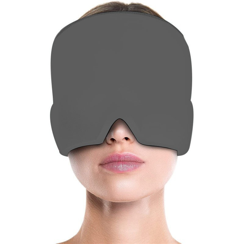 Full-coverage cooling gel headband for migraine, headache, fever, and fatigue relief.