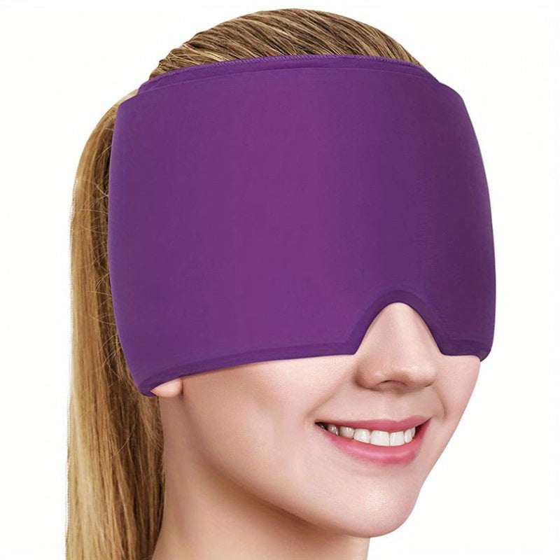 Cooling gel migraine hat, offering soothing relief for intense headache pain.