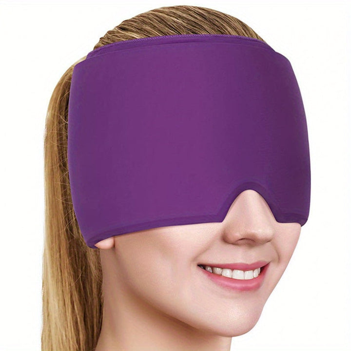 Cooling gel migraine hat, offering soothing relief for intense headache pain.