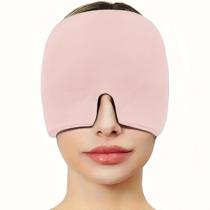 Flexible cooling gel migraine headband, providing gentle pressure and cold therapy.