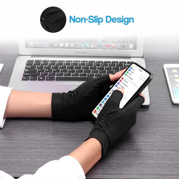 Versatile copper compression gloves offer joint support, warmth, and arthritis relief for hands.