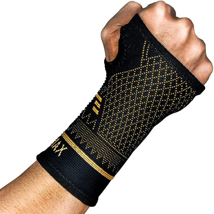 Unisex copper wrist brace for pain relief, arthritis, carpal tunnel & joint support.