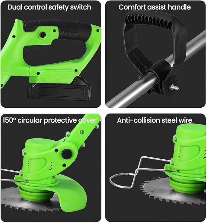 Powerful cordless electric weed eater, 24V, featuring an ergonomic grip for comfortable landscaping and garden trimming.