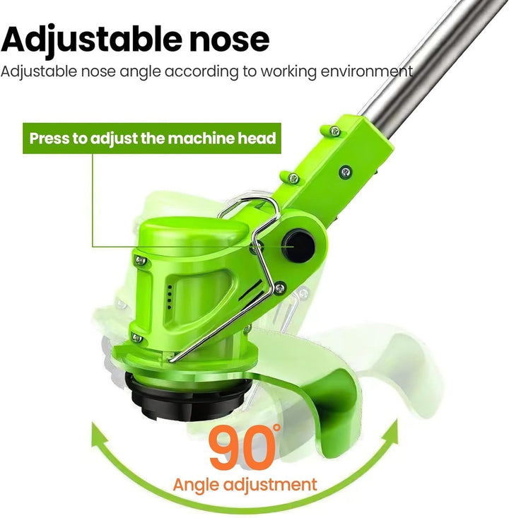 Unisex electric cordless trimmer pro set for comprehensive yard care. 24V power and ergonomic grip for easy handling.