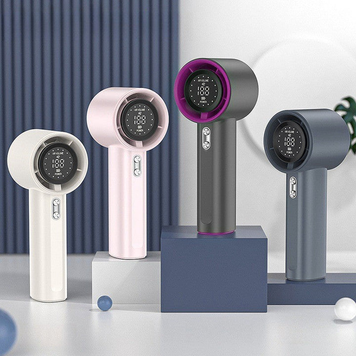 Unisex cordless high-speed hair dryer with digital display, compact for travel and quick styling.