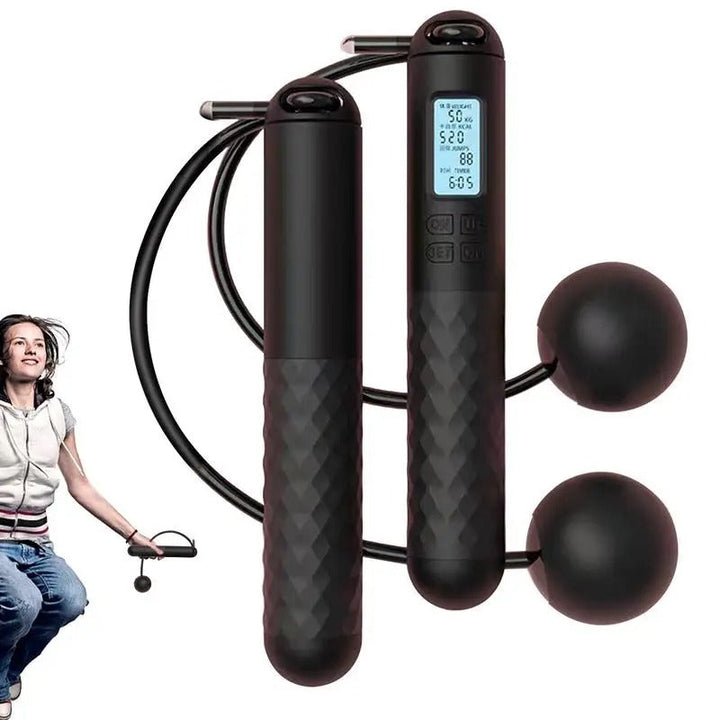 Unisex cordless weighted jump rope with digital counter for effective cardio & calorie burn.
