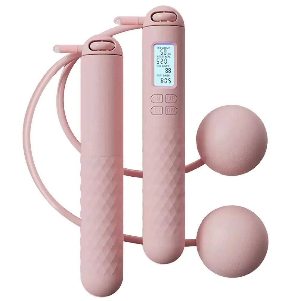 Black weighted cordless jump rope, sleek design for efficient full-body cardio workouts.