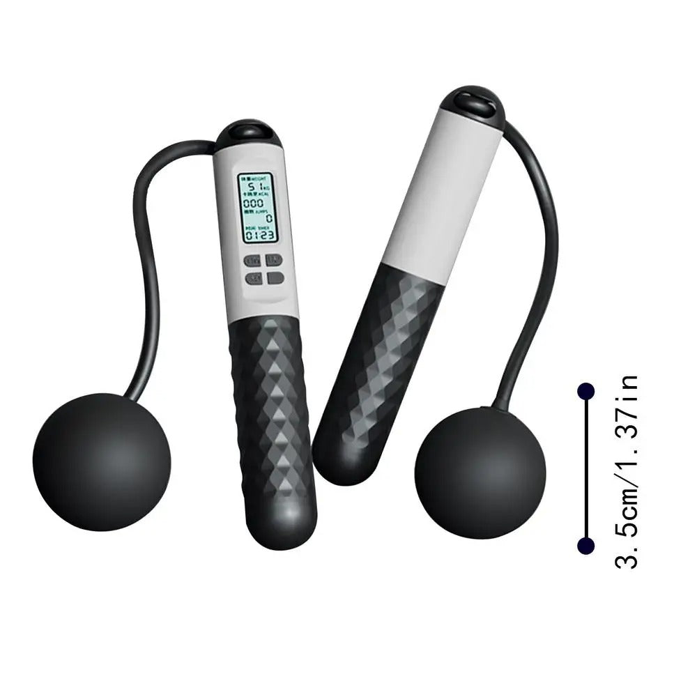 Essential home gym cardio equipment: weighted cordless jump rope with advanced digital counter.