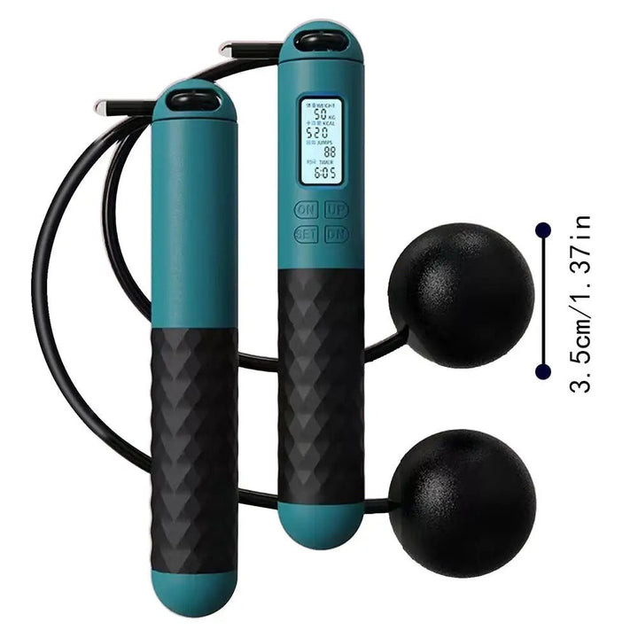 Endurance training aid: weighted cordless jump rope for all fitness levels with jump counter.