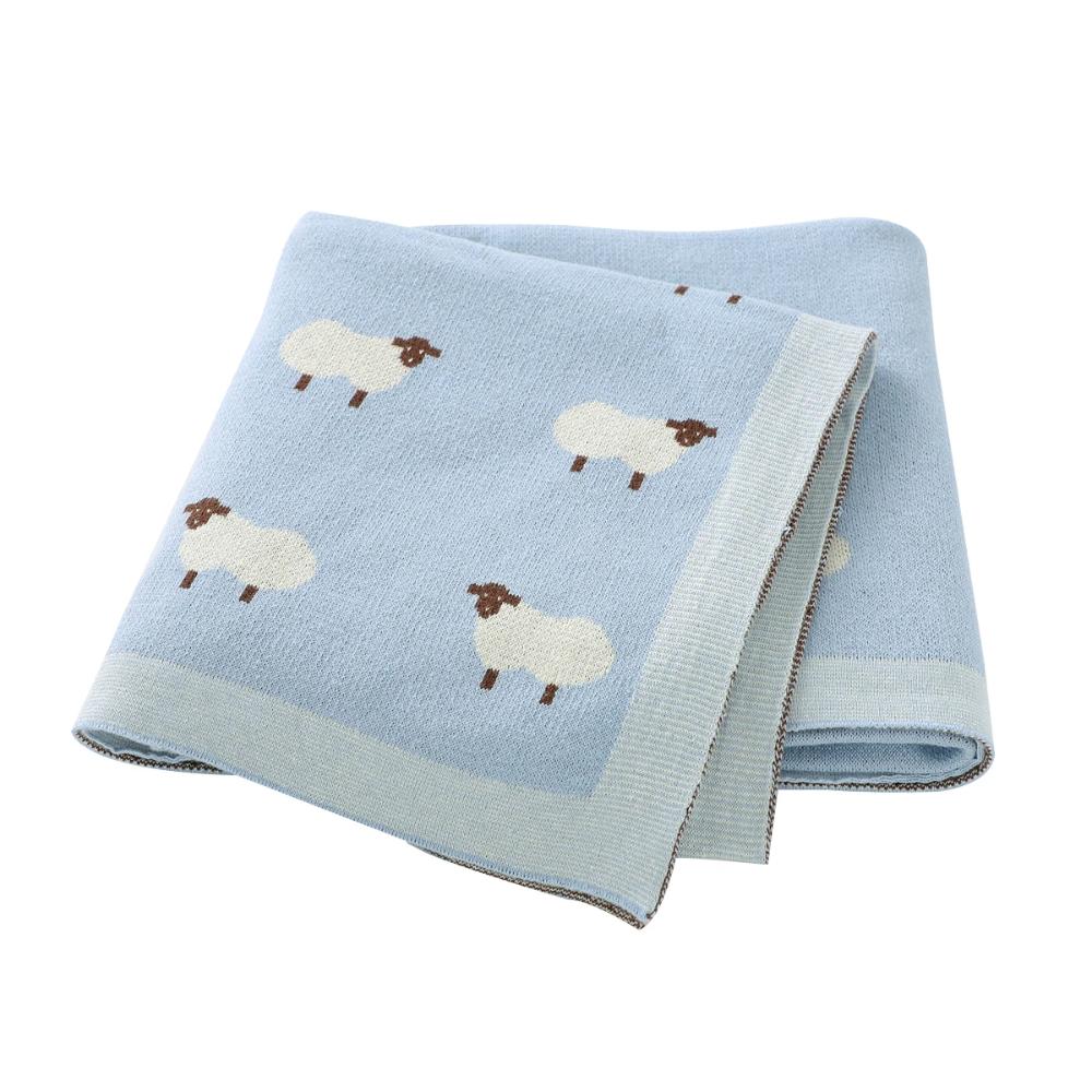 Close-up of soft cotton knit texture on a unisex baby swaddle blanket.