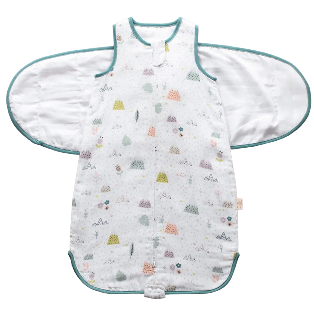 Unisex cotton wearable swaddle wrap for easy diaper changes, promoting infant sleep.
