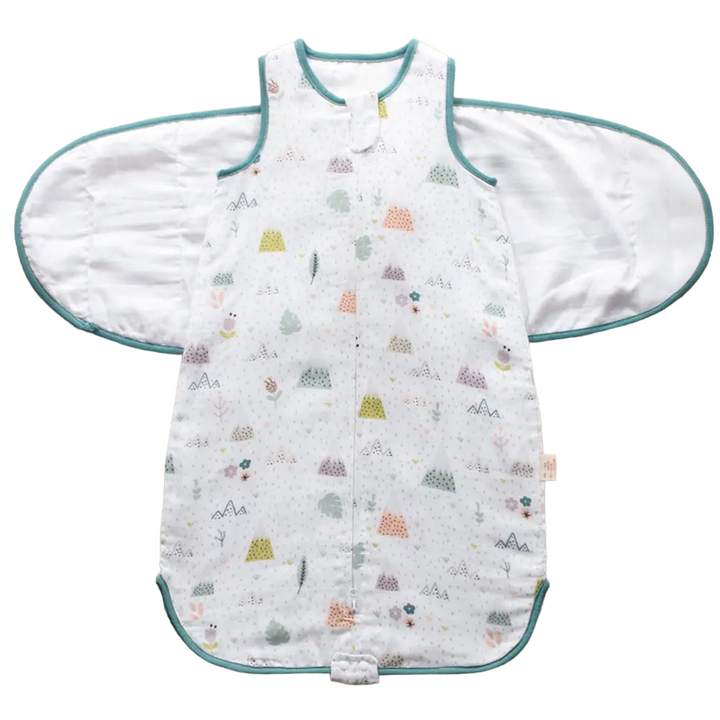 Unisex cotton wearable swaddle wrap for easy diaper changes, promoting infant sleep.