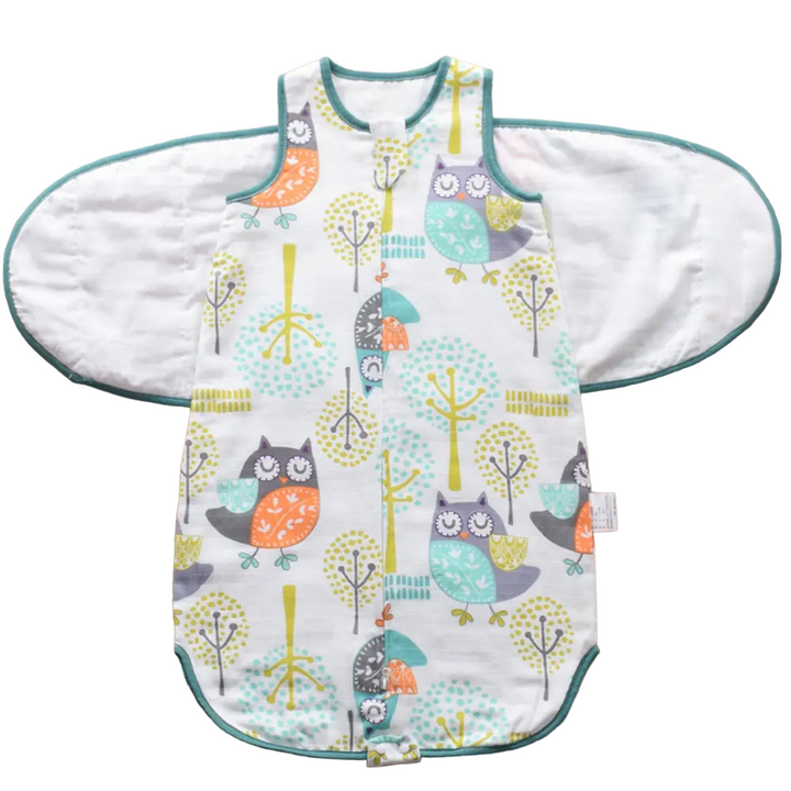All-season wearable swaddle for babies, designed for comfort and secure sleep.