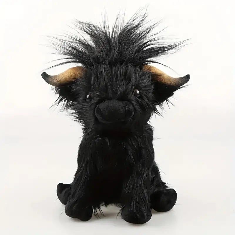 Cute plush Highland cow toy, ideal gift for kids and a comforting nursery accessory.