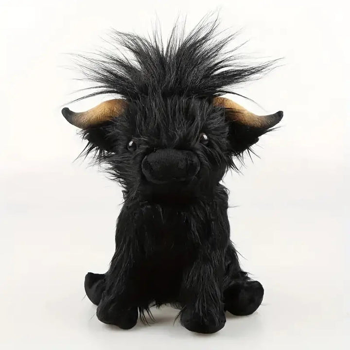 Cute plush Highland cow toy, ideal gift for kids and a comforting nursery accessory.